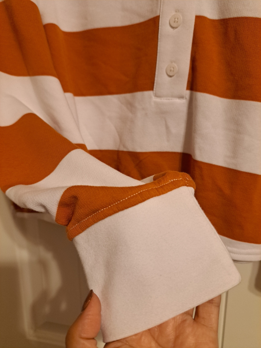 UT Longhorns Game Day JoyLab Orange Striped Cropped Rugby Top - M - Picture 6 of 9